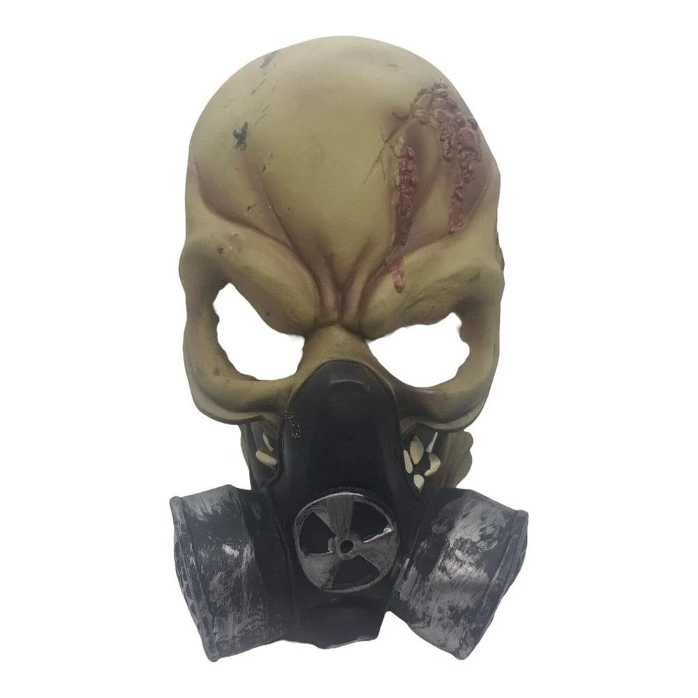 Full Face Latex Gas Mask Skull Alien Head Gasmask Halloween Costume Horr…